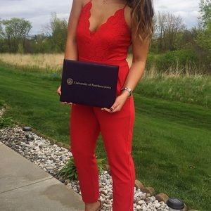 Red Express Lace Jumpsuit